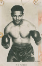 Portrait du boxeur Kid Tunero : carte postale noir et blanc.