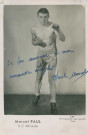 Portrait du boxeur Marcel Paul : photographie noir et blanc.