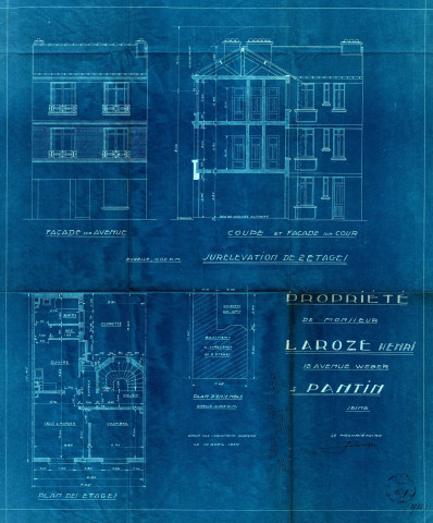 13 avenue Weber, surélévation de deux étages : permis de construire.