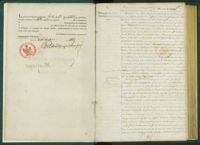 Commune de Pantin : registre des actes de mariage.