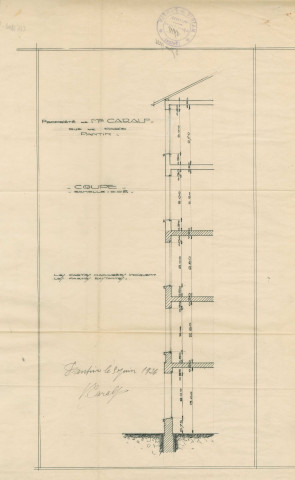 1 rue Palestro et 160 avenue Jean-Lolive [ancienne rue de Paris], surélévation de deux étages de l'immeuble : permis de construire.