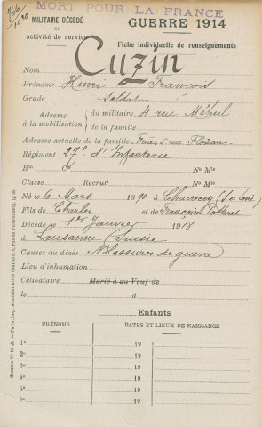 CUZIN Henri François