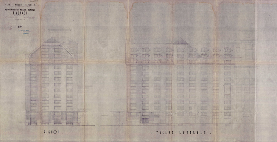 9 rue du Débarcadère, reconstruction du magasin à farines : permis de construire.