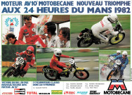 Nouveau triomphe aux 24 heures du Mans pour le moteur AV10 Motobécane : affiche.