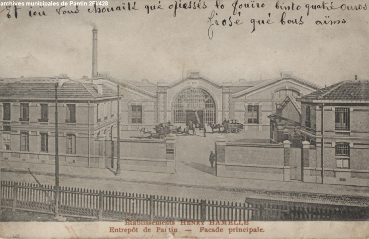Établissements Henry Hamelle - Entrepôt de Pantin - Façade principale.