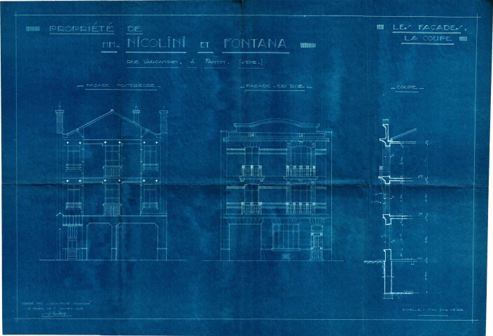 12 rue Vaucanson, construction d'une maison d'habitation de deux étages : permis de construire.