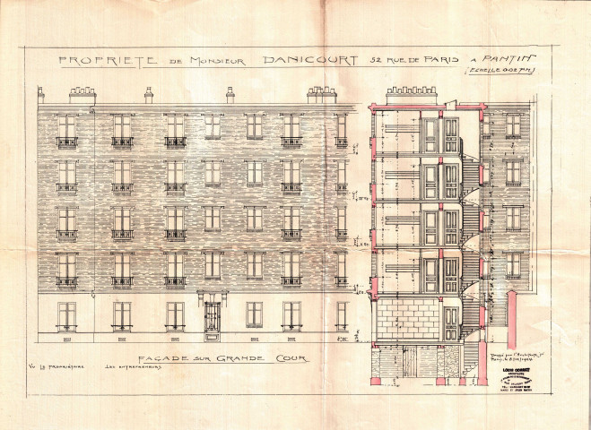 52 avenue Jean-Lolive [ancienne rue de Paris], construction d'un immeuble de rapport de quatre étages sur cour : permis de construire.