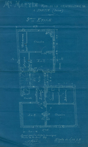 39 rue Honoré-d'Estienne-d'Orves [ancienne rue de la Cristallerie] : permis de construire.