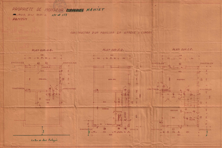 151 rue du Bois, projet de construction d'un pavillon : permis de construire.