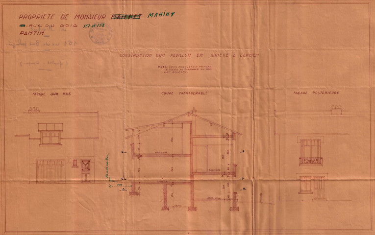 151 rue du Bois, projet de construction d'un pavillon : permis de construire.