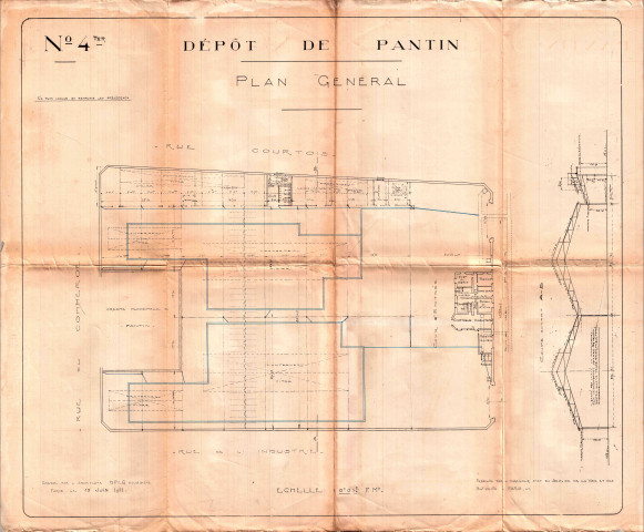 146-150 avenue Jean-Lolive [ancienne rue de Paris], rue Courtois, rue Maurice-Borreau [ancienne rue de l'Industrie] et rue du Docteur-Pellat [ancienne rue du Commerce], construction à usage de bureaux, d'habitations et dépôt de tramway : permis de construire.