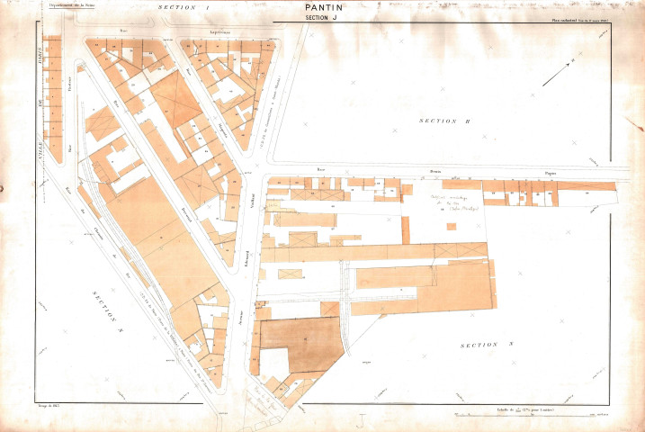 Cadastre rénové de 1955. - Section J : feuille parcellaire.