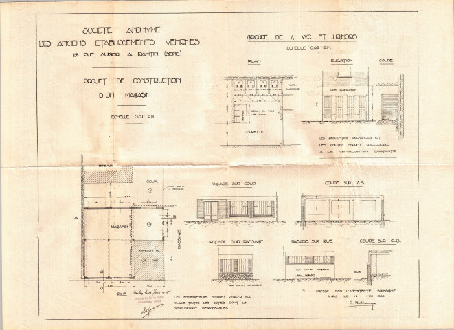 12 rue Auger, projet de construction d'un
magasin : permis de construire.