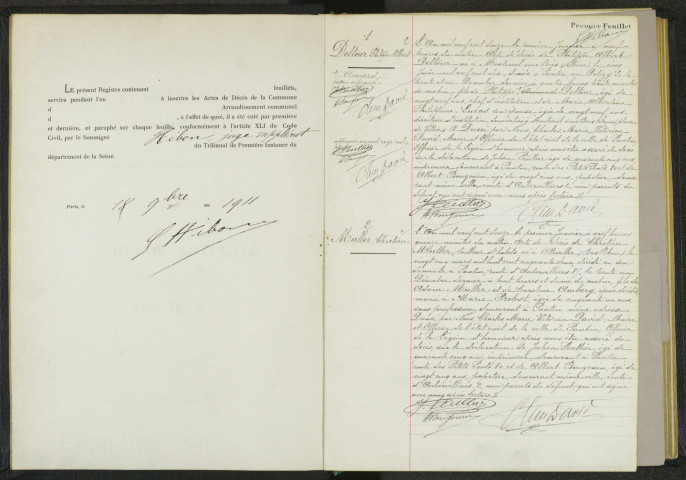 Commune de Pantin : registre des actes de décès.
