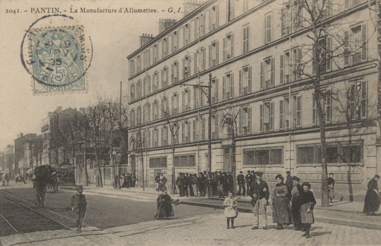 Carte postale de la manufacture d’allumettes de Pantin au début du XXe siècle