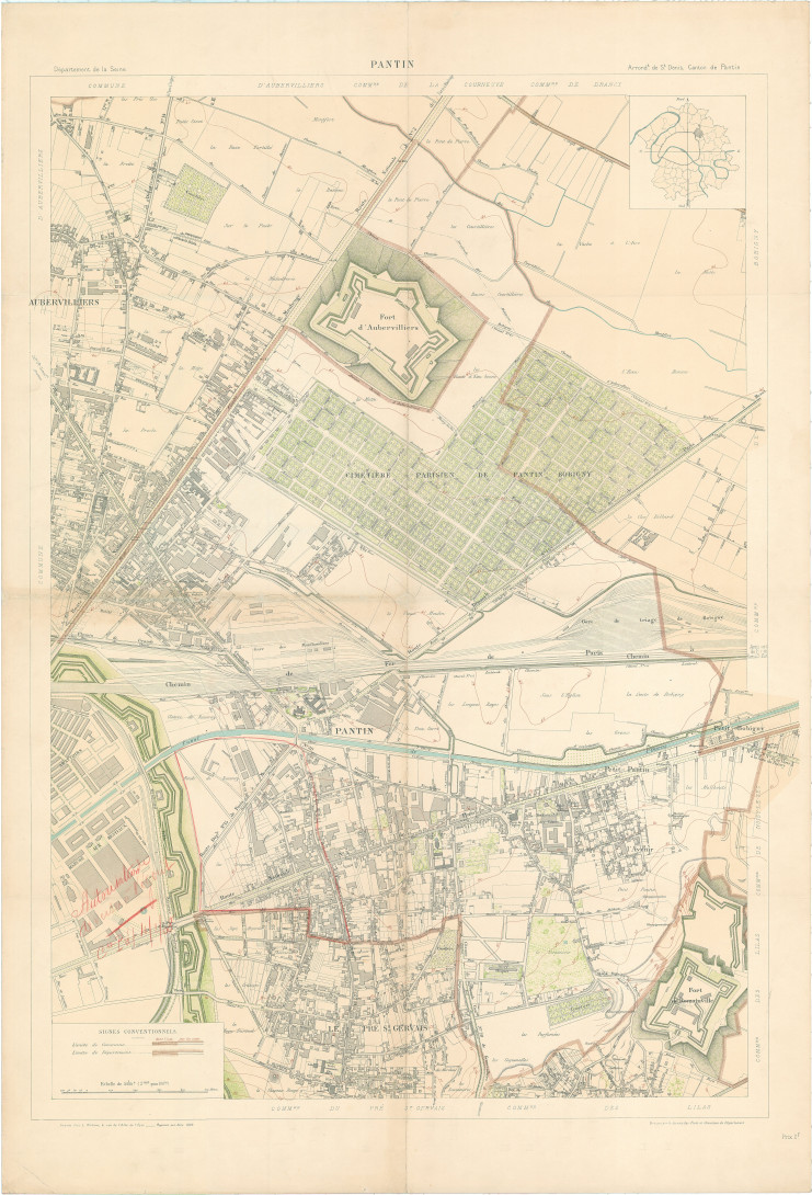 Plan représentant la commune de Pantin en 1899