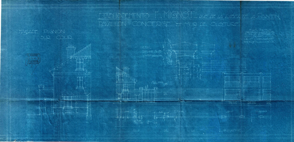 9 rue de la Liberté, construction d'un pavillon de concierge : permis de construire.