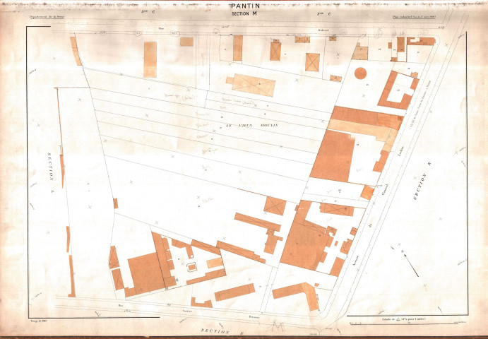Cadastre rénové de 1955. - Section M : feuille parcellaire.