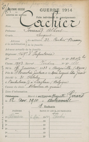 CACHIER Fernand Albert