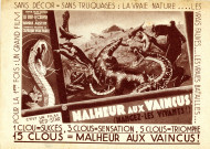 Documentaire animalier « Malheur aux vaincus » d'Harold Austin, diffusion au cinéma Pantin-Palace sis 5 quai de l'Ourcq : carte postale publicitaire.