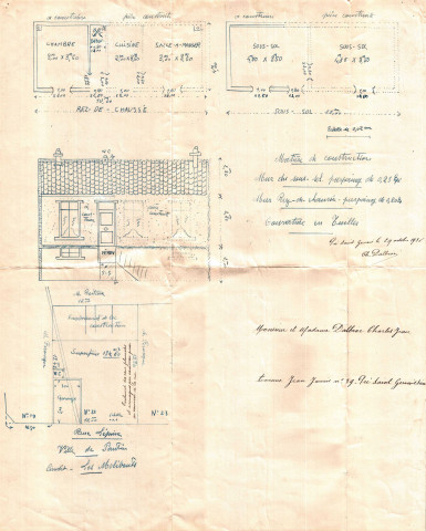 21 rue Lépine, construction d'un pavillon : permis de construire.