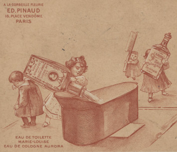 Carte postale publicitaire de la parfumerie Pinaud (début du XXe siècle) - 2Fi1092 Illustration d’une carte postale publicitaire de la parfumerie Pinaud, datant du début du XXe siècle
