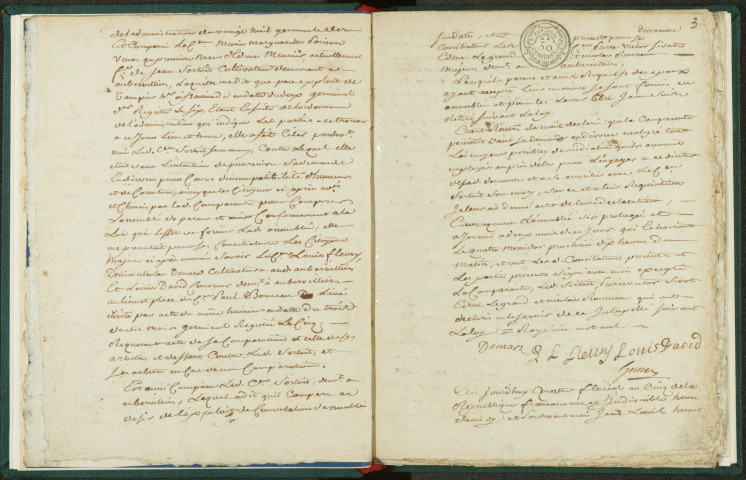 Commune de Pantin : registre des divorces (an V-an VIII).