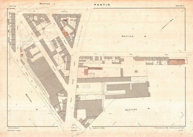 Cadastre rénové de 1959. - Section J : feuille parcellaire.
