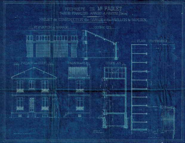14 rue François-Arago, construction d'un garage et d'un pavillon de gardien : permis de construire.