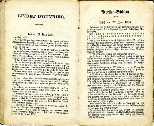 Livret ouvrier de Georges Hasenfratz [grand-père de Roger Hasenfratz].