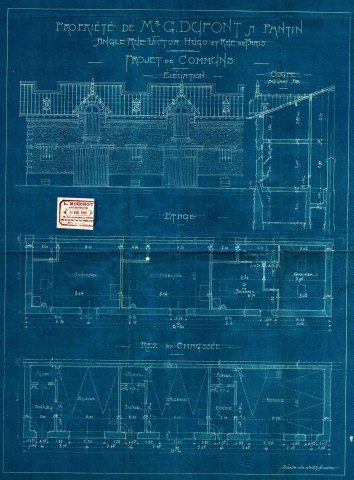 137 avenue Jean-Lolive [ancienne rue de Paris] et rue Victor-Hugo, construction d'une maison de rapport : permis de construire.