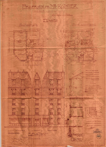 34 rue Vaucanson et rue Gutenberg, surélévation de deux étages : permis de construire.