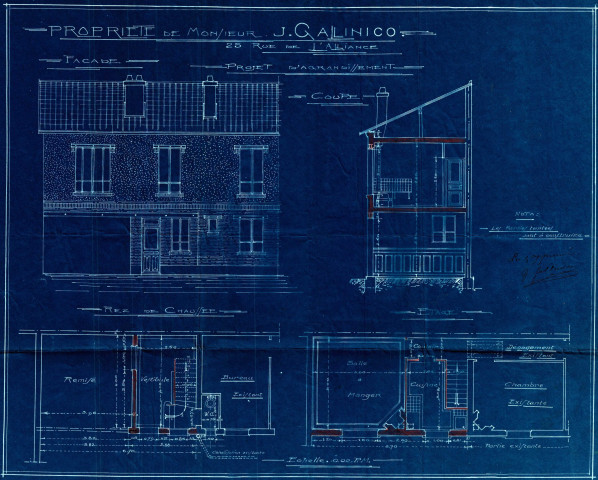 25 rue Eugène-et-Marie-Louise-Cornet [ancienne rue de l'Alliance] : permis de construire.