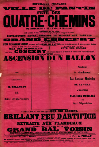 Fête du quartier des Quatre-Chemins : affiche.