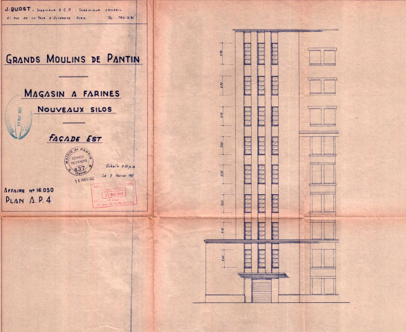 9 rue du Débarcadère, construction de nouveaux silos dans le magasin à farines : permis de construire.