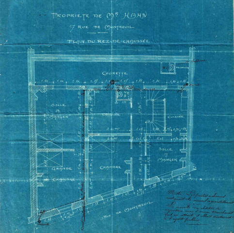 17 rue Charles-Auray [ancienne rue de Montreuil], agrandissement du pavillon : permis de construire.