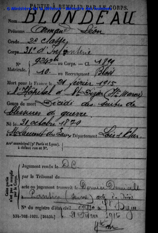 BLONDEAU Armand Léon
