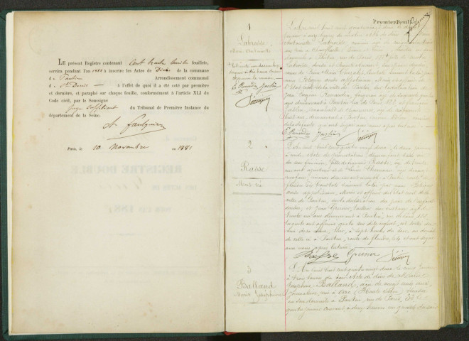 Commune de Pantin : registre des actes de décès.