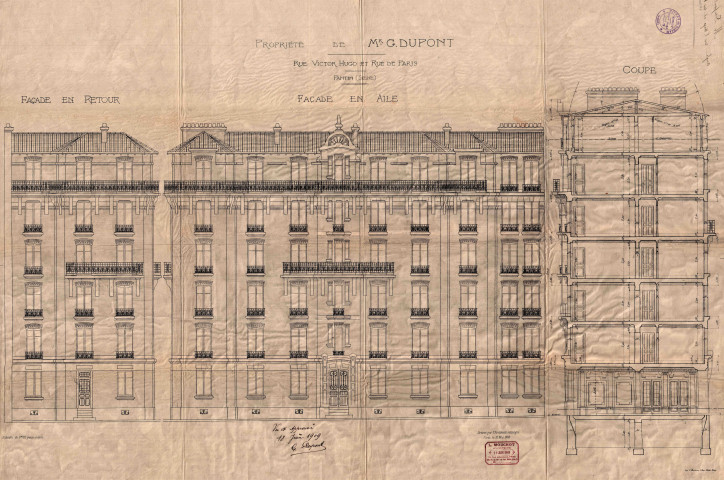 [83] rue Victor-Hugo et [137] avenue Jean-Lolive [ancienne rue de Paris], construction d'un immeuble de rapport : permis de construire.