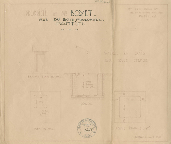 141 rue du Bois, projet de construction d'un w.c. en bois avec fosse étanche : permis de construire.