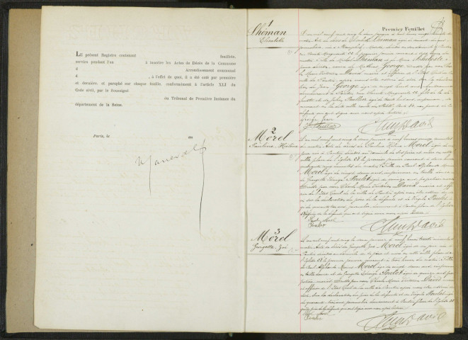Commune de Pantin : registre des actes de décès.
