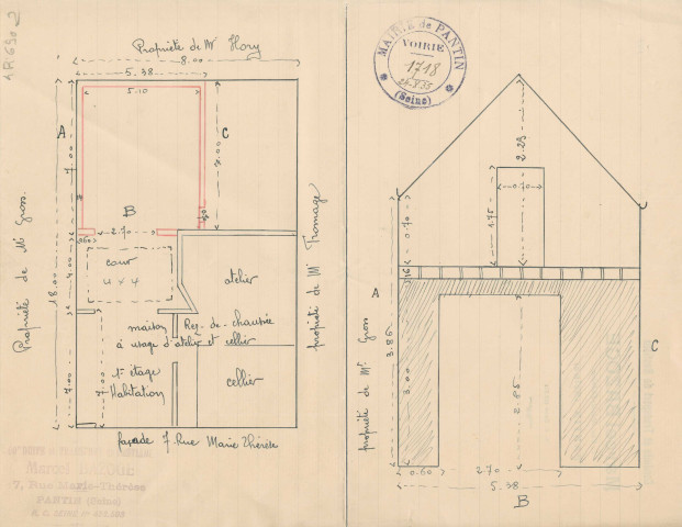 7 rue Marie-Thérèse : permis de construire.