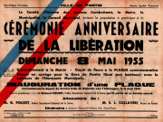 Commémoration du départ du dernier train de déportés vers l'Allemagne le 15 août 1944 depuis le quai aux bestiaux de la gare de marchandises de Pantin, inauguration dune plaque : affiche.