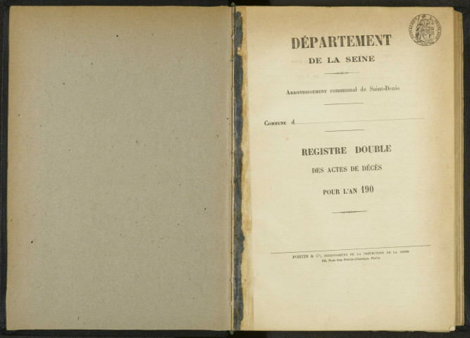 Commune de Pantin : registre des actes de décès.