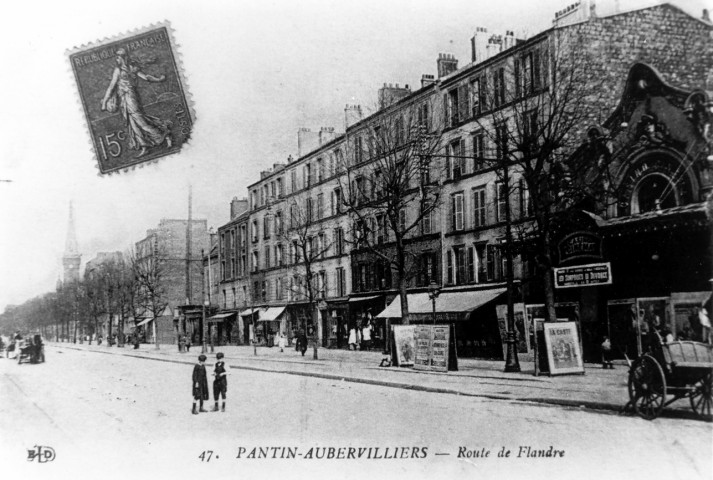 Route de Flandre : reproduction d'une carte postale.