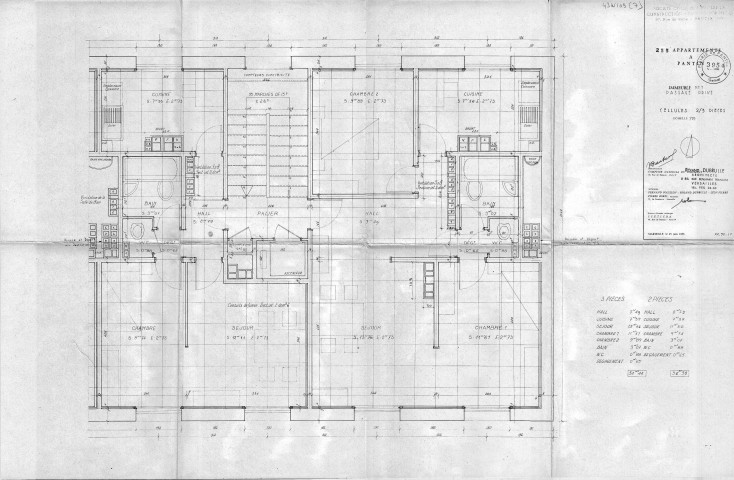 1, passage Privé. - Construction de 255 appartements, projet : plans des cellules 2 et 3 pièces.