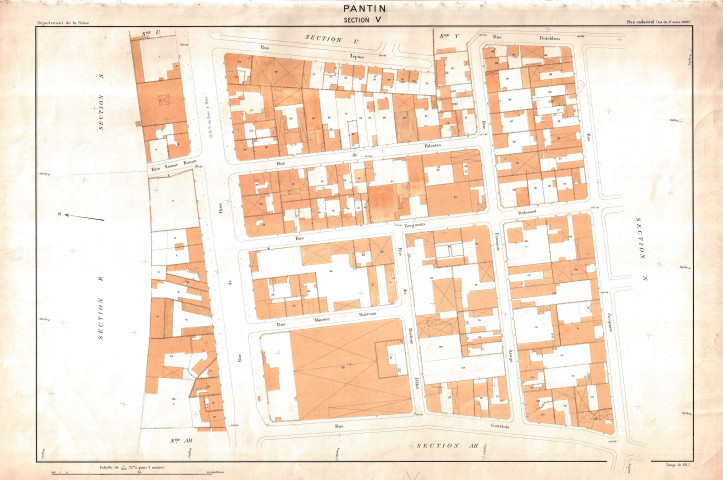 Cadastre rénové de 1955. - Section V : feuille parcellaire.