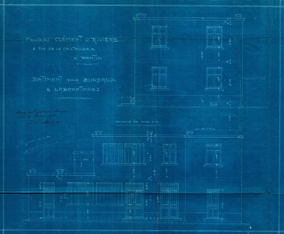 8 rue Honoré-d'Estienne-d'Orves [ancienne rue de la Cristallerie], construction d'un bâtiment pour bureaux et laboratoires : permis de construire.