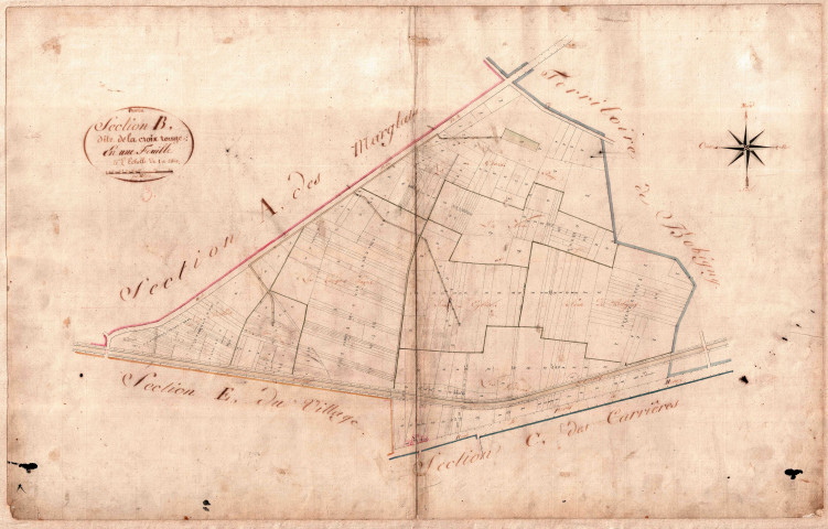 Cadastre parcellaire dit « napoléonien » de 1811. - Section B dite de la Croix-Rouge : feuille parcellaire.