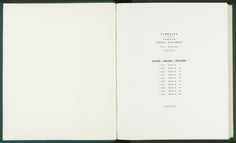 Paroisse Saint-Germain : registre des actes de baptême, mariage et sépulture.